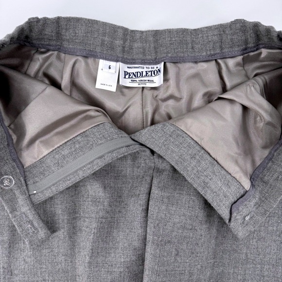 Pendleton Wool Blend Pleated Front Pants Women Size 6 Petite Fully Lined Gray - Picture 2 of 8